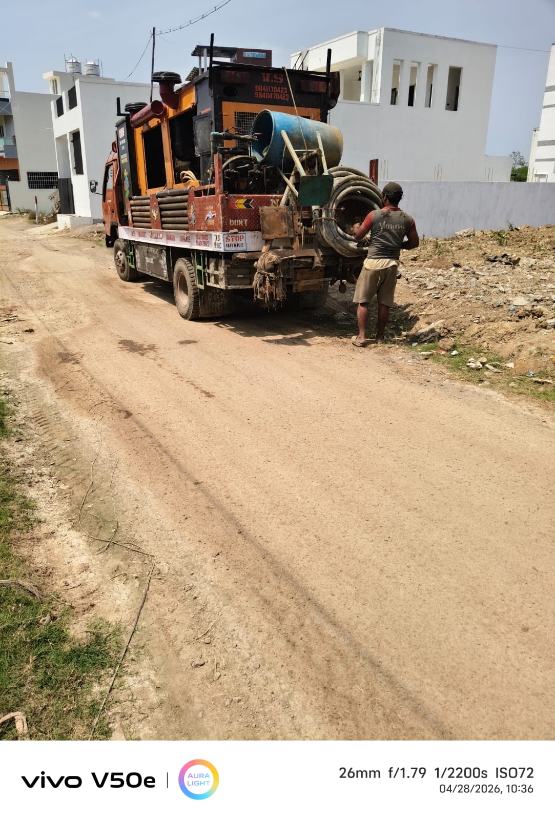 Worker checking casing joints